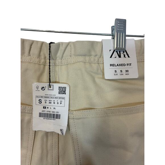 NWT Zara Relaxed Fit Men's Cargo Shorts Cream Active Travel Outdoors Gorpcore S - Picture 4 of 4